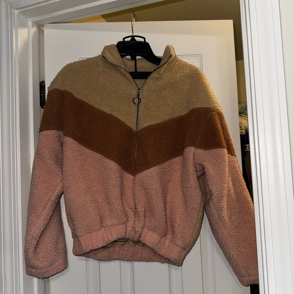 Wild Fable Tan and Pink Teddy Jacket